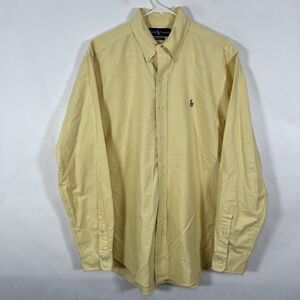 Ralph Lauren Classic Fit Button Down Shirt Mens Size Large Yellow Flesh Pony